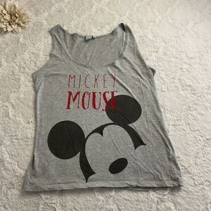 Disney Mickey Mouse Tank Top‎ Women's XL Gray Large Front Graphic